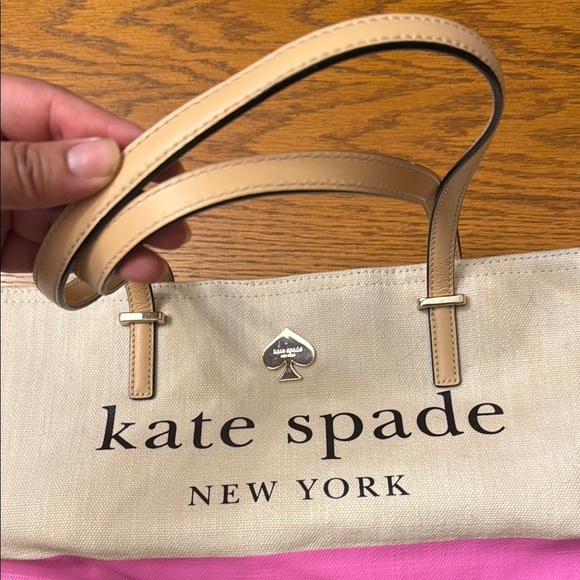 Kate Spade Cream and Pink Tote Bag with Leather Straps - Picture 5 of 5